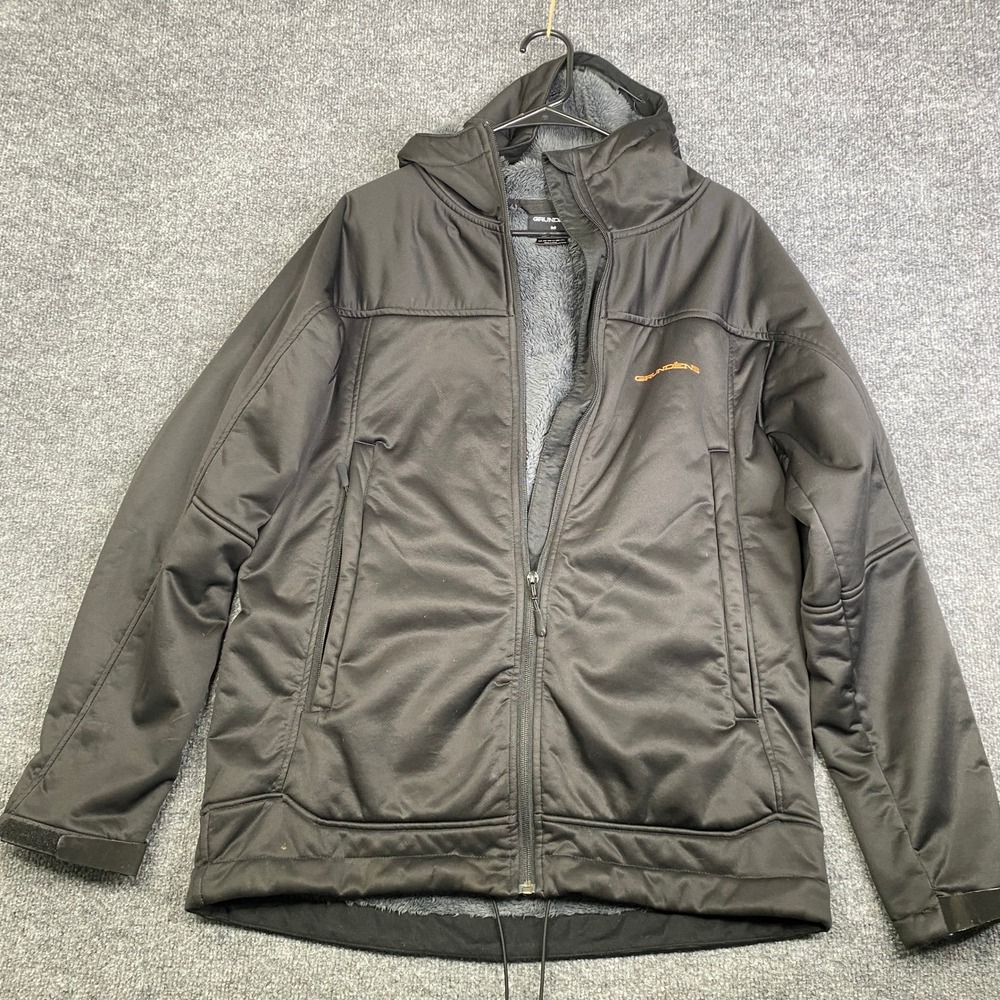 Grundens AWP20B Mens Black Hooded Fleece Lined Softshell Jacket Size M Fishing